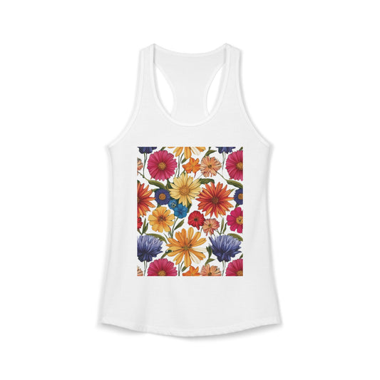 Floral Summer Tank Top, Women's Sleeveless Tee, Elegant Flower Print Shirt for Her, Lightweight Spring Camisole, Botanical Vest