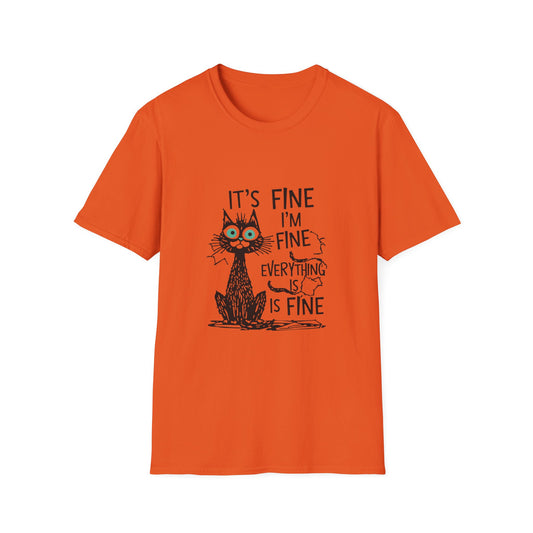 It's Fine I'm Fine Everything Is Fine Shirt, Cute Black Cat Tee, Sarcasm T-Shirt, Everything Is Fine, Funny Cat Tee, Funny Gift Cat Lover