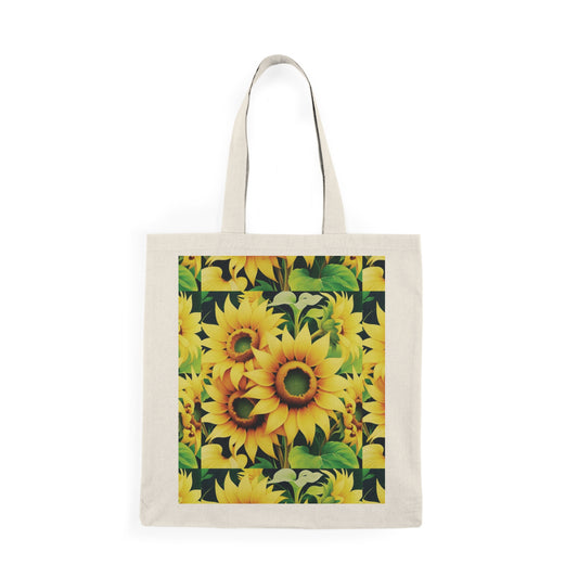 Sunflower Canvas Tote Bag, Eco-Friendly Shopping Bag, Botanical Gift, Summer Tote, Floral Beach Bag, Reusable Grocery Bag, Natural Tote