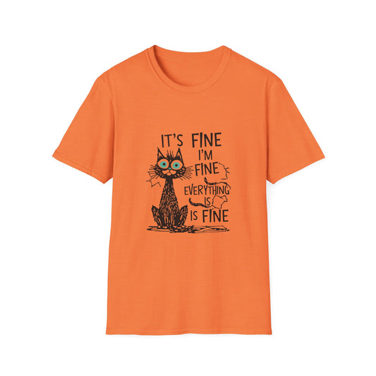 It's Fine I'm Fine Everything Is Fine Shirt, Cute Black Cat Tee, Sarcasm T-Shirt, Everything Is Fine, Funny Cat Tee, Funny Gift Cat Lover