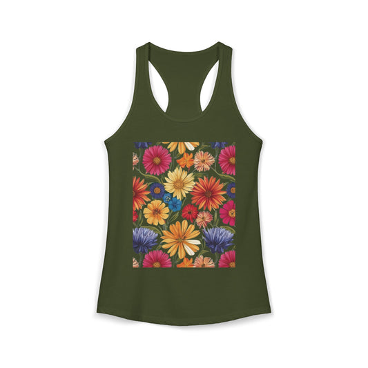 Floral Summer Tank Top, Women's Sleeveless Tee, Elegant Flower Print Shirt for Her, Lightweight Spring Camisole, Botanical Vest
